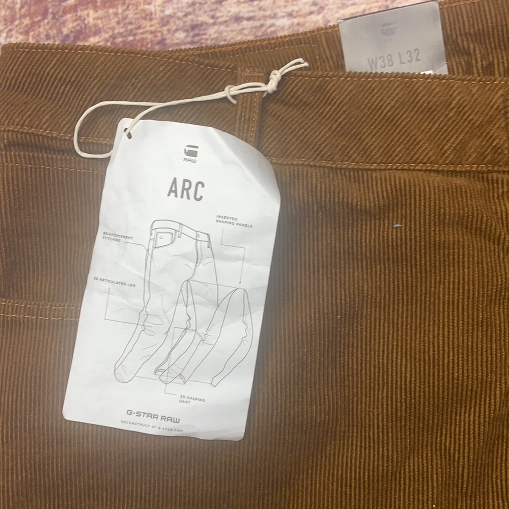 G STAR RAW Roast Brown Corduroy ARC 3D SLIM PANTS 38/32 - Picture 5 of 6